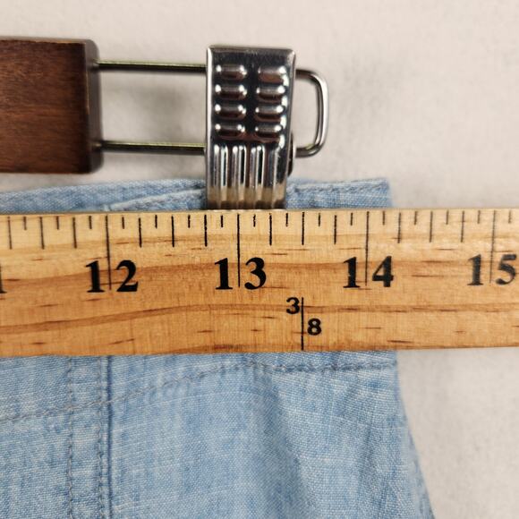 Madewell Chambray Patio Button Front Midi Skirt Size 2 Blue Solid Cotton EUC - Picture 9 of 13